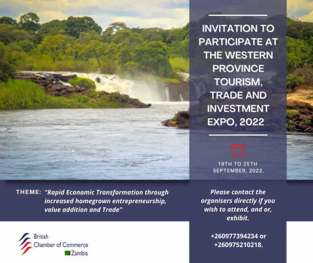 INVITATION TO PARTICIPATE IN THE WESTERN PROVINCE TOURISM INVESTMENT AND TRADE EXPO2022